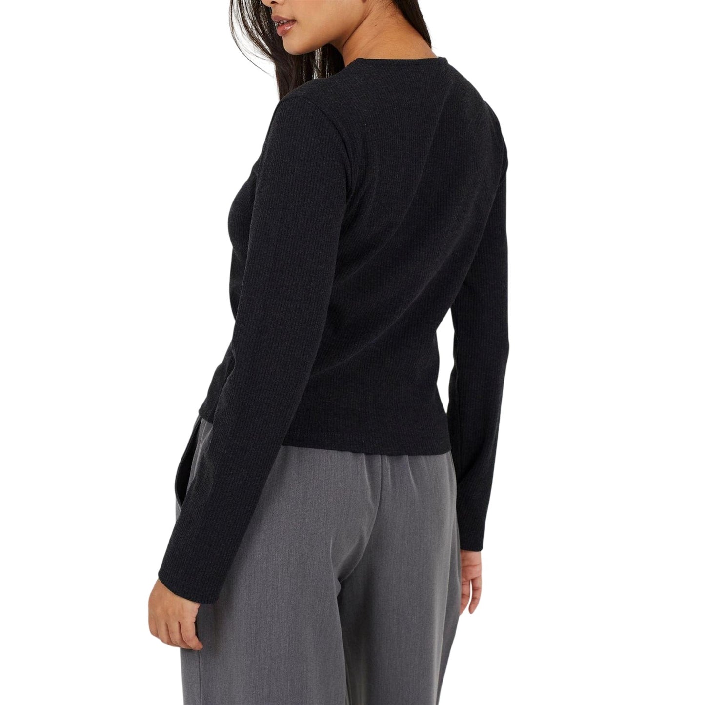 Charcoal - Back - Brave Soul Womens-Ladies Ribbed Top