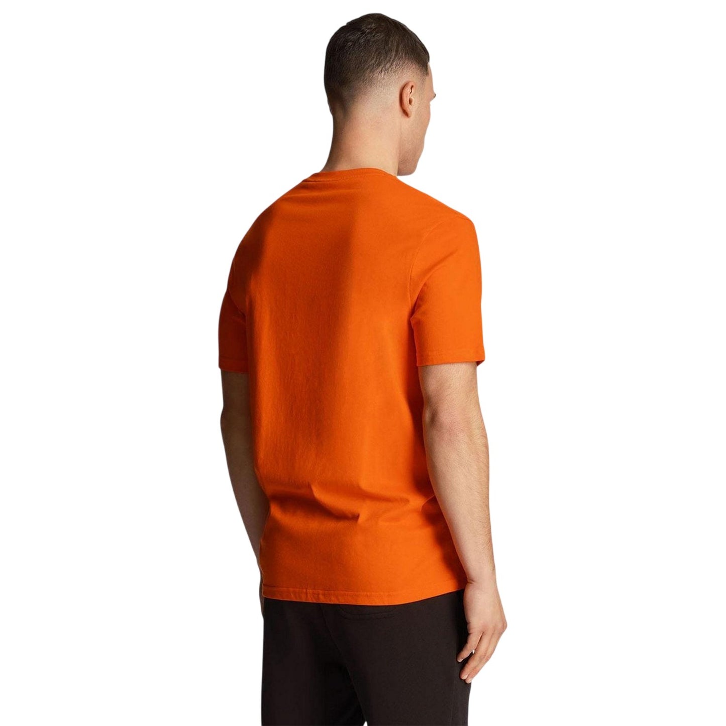 Orange - Back - Lyle & Scott Mens Logo Crew Neck Regular T-Shirt