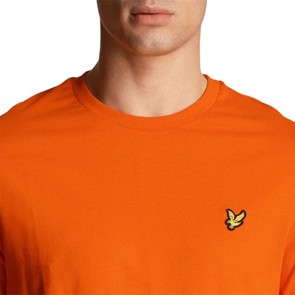 Orange - Side - Lyle & Scott Mens Logo Crew Neck Regular T-Shirt