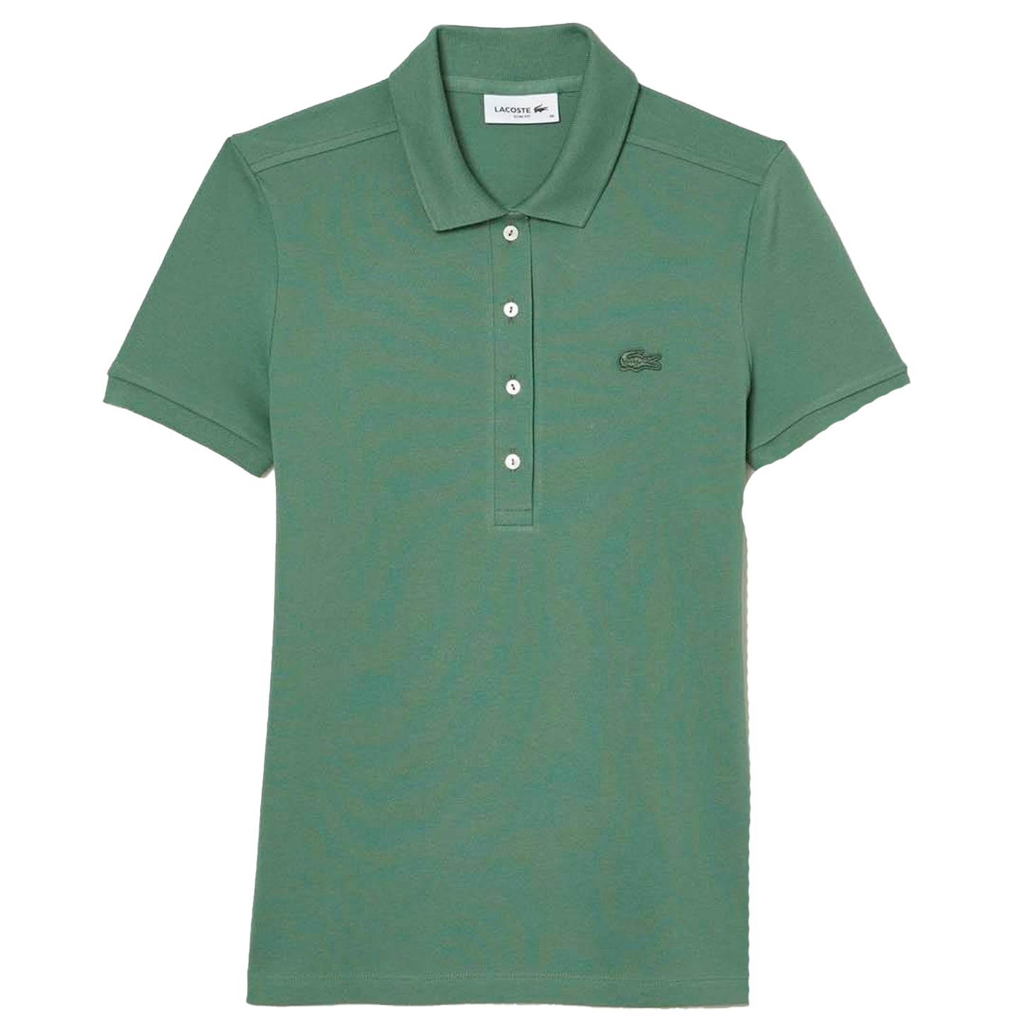 Green - Front - Lacoste Womens-Ladies L.12.D Mini Pique Slim Polo Shirt