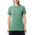 Green - Side - Lacoste Womens-Ladies L.12.D Mini Pique Slim Polo Shirt