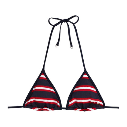 Navy - Front - Tommy Hilfiger Womens-Ladies Striped Triangle Cups Bikini Top