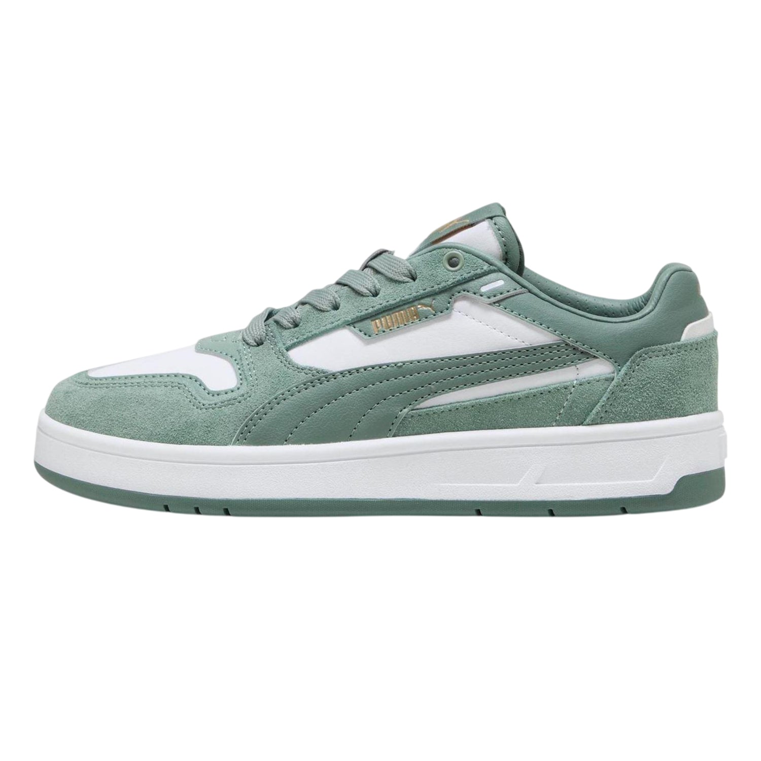 White-Green - Side - Puma Childrens-Kids Classic SD Suede Trainers