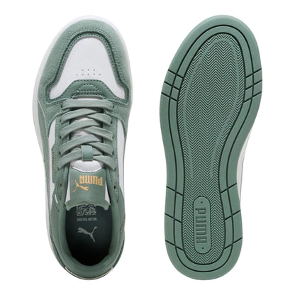 White-Green - Pack Shot - Puma Childrens-Kids Classic SD Suede Trainers