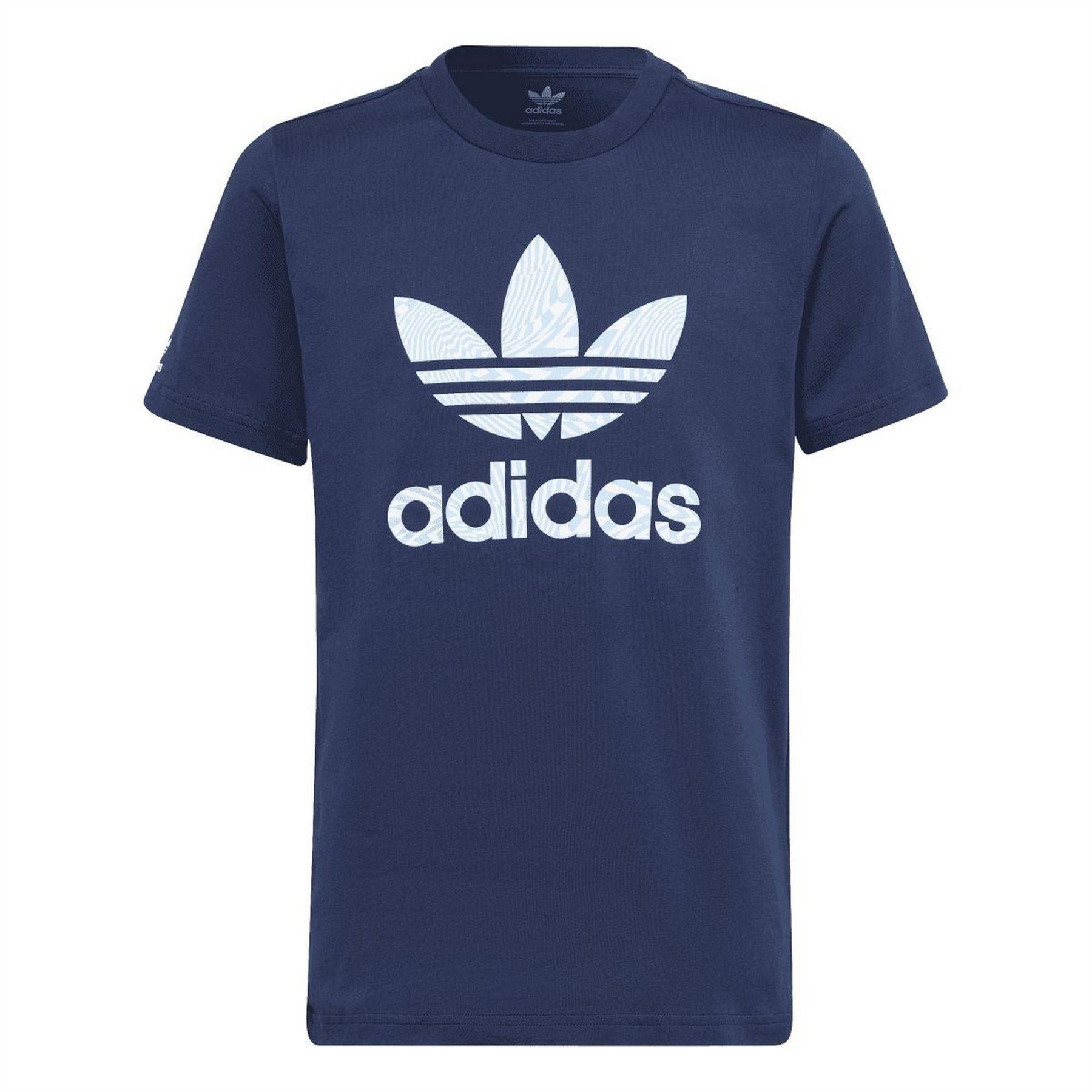 Indigo - Front - Adidas Childrens-Kids Originals Rekive Trefoil T-Shirt