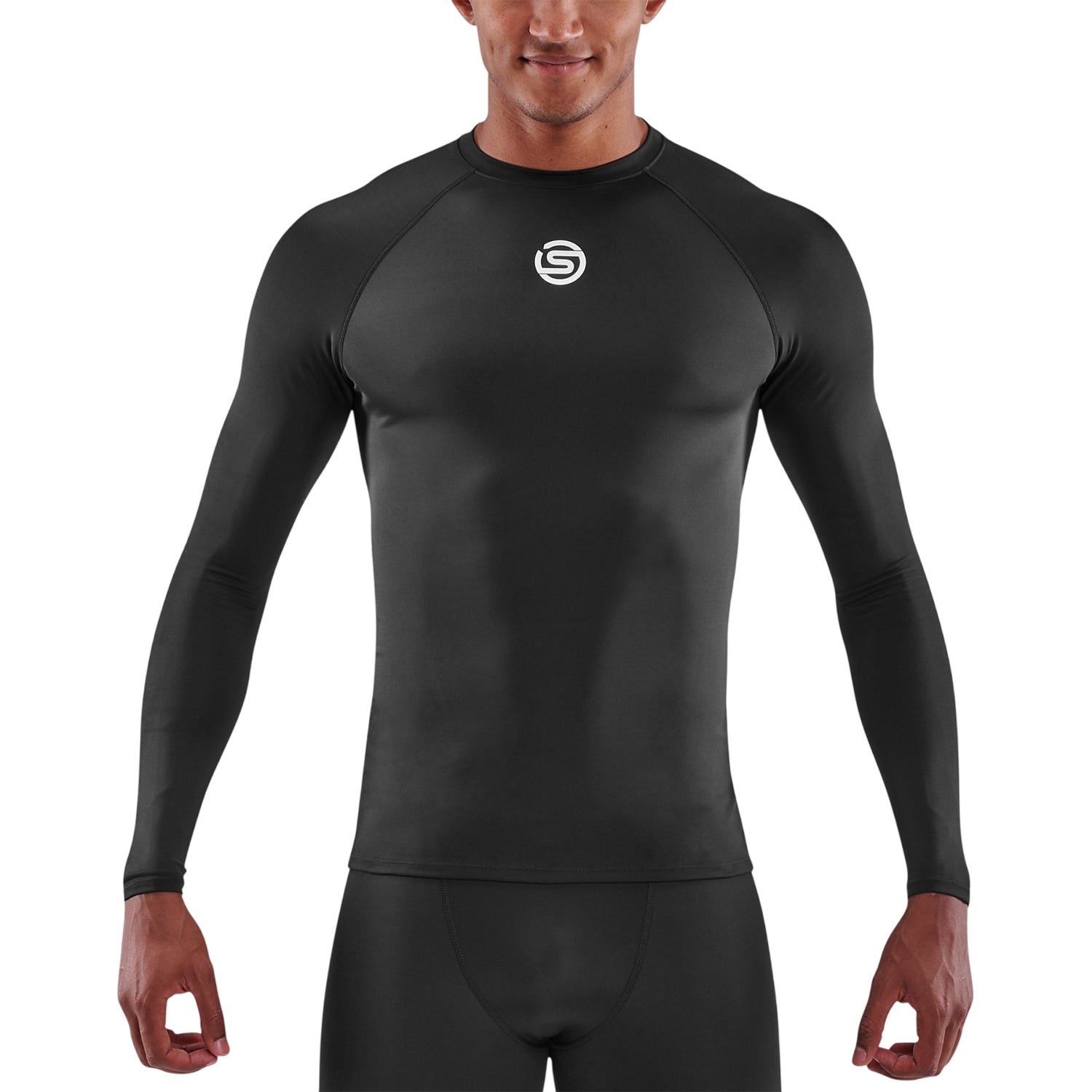 Black - Side - Skins Mens Series-1 Regular Long-Sleeved Base Layer Top