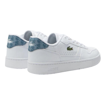 White-Blue - Back - Lacoste Childrens-Kids T-Clip Set Leather Trainers