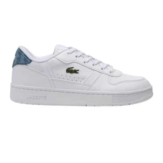 White-Blue - Front - Lacoste Childrens-Kids T-Clip Set Leather Trainers