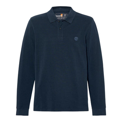 Dark Sapphire - Front - Timberland Mens Ribbed Regular Long-Sleeved Polo Shirt
