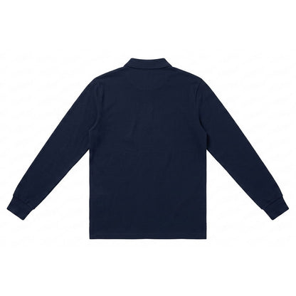 Dark Sapphire - Back - Timberland Mens Ribbed Regular Long-Sleeved Polo Shirt