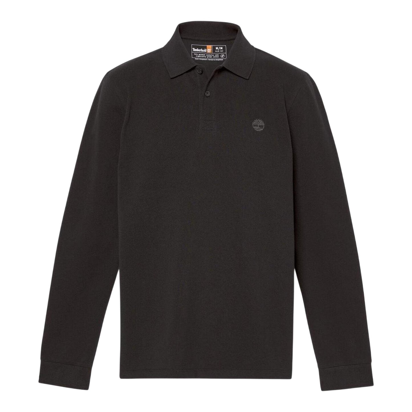 Black - Front - Timberland Mens Ribbed Regular Long-Sleeved Polo Shirt