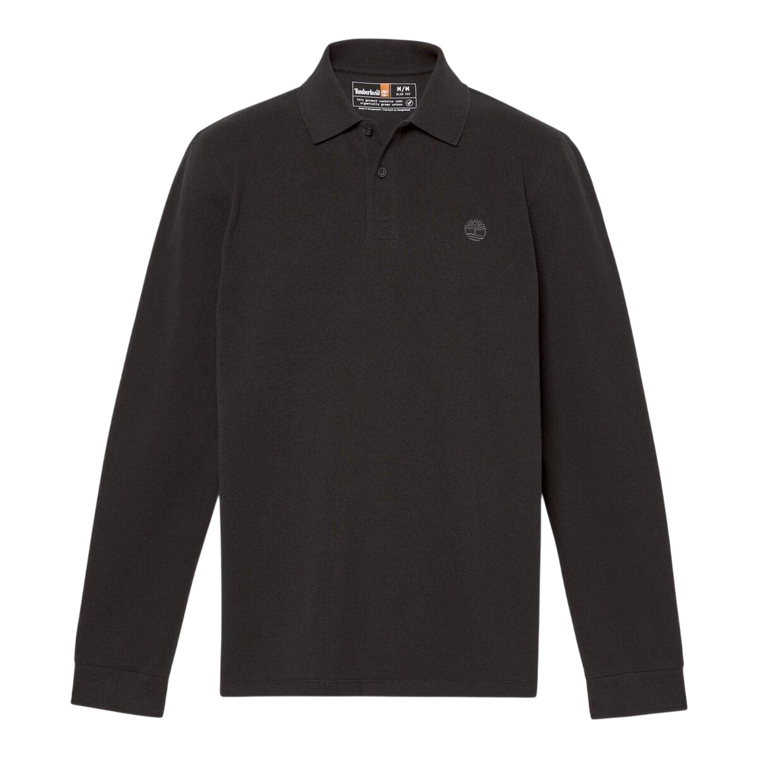 Black - Front - Timberland Mens Ribbed Regular Long-Sleeved Polo Shirt