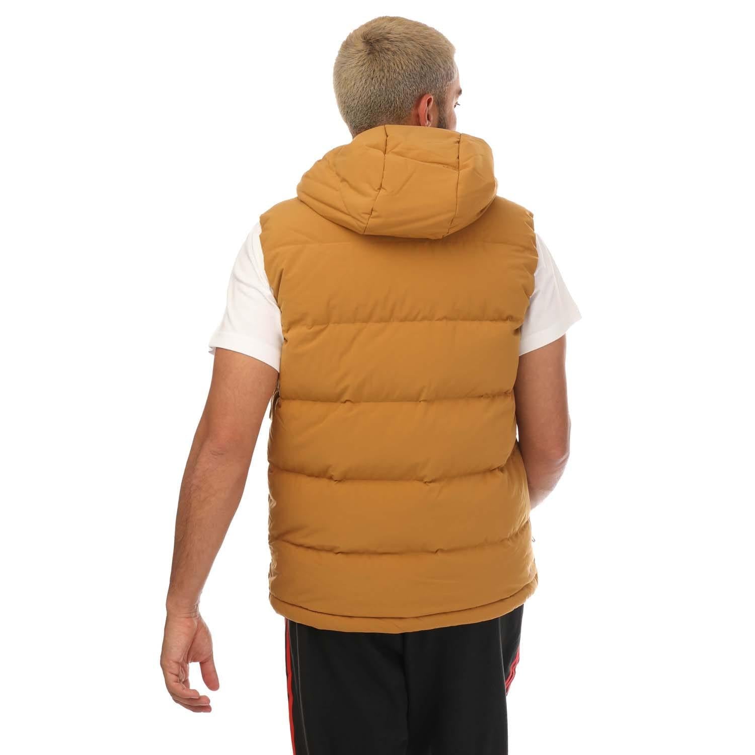 Brown - Back - Adidas Mens Helionic Down Hooded Body Warmer