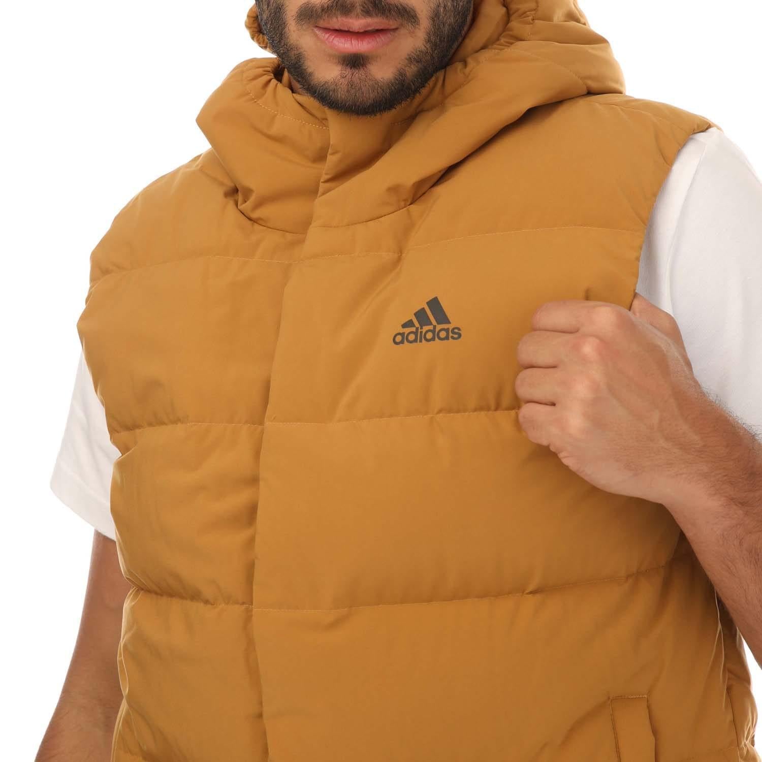 Brown - Side - Adidas Mens Helionic Down Hooded Body Warmer