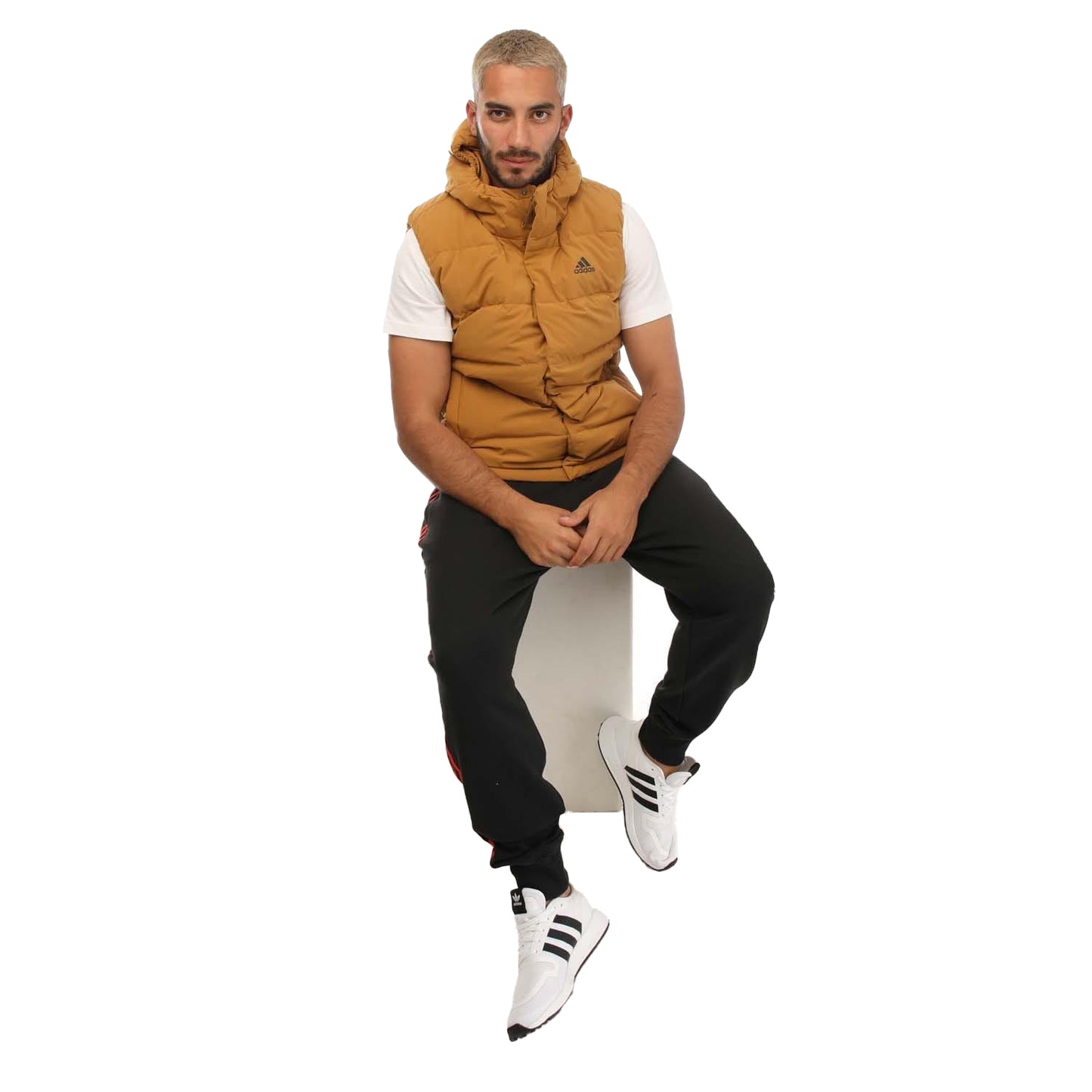 Brown - Lifestyle - Adidas Mens Helionic Down Hooded Body Warmer