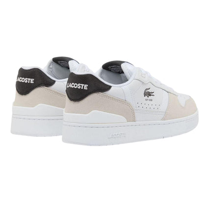 White-Black - Back - Lacoste Childrens-Kids T-Clip Set Leather Trainers