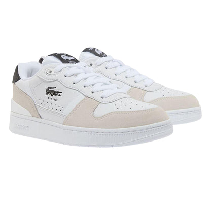 White-Black - Side - Lacoste Childrens-Kids T-Clip Set Leather Trainers
