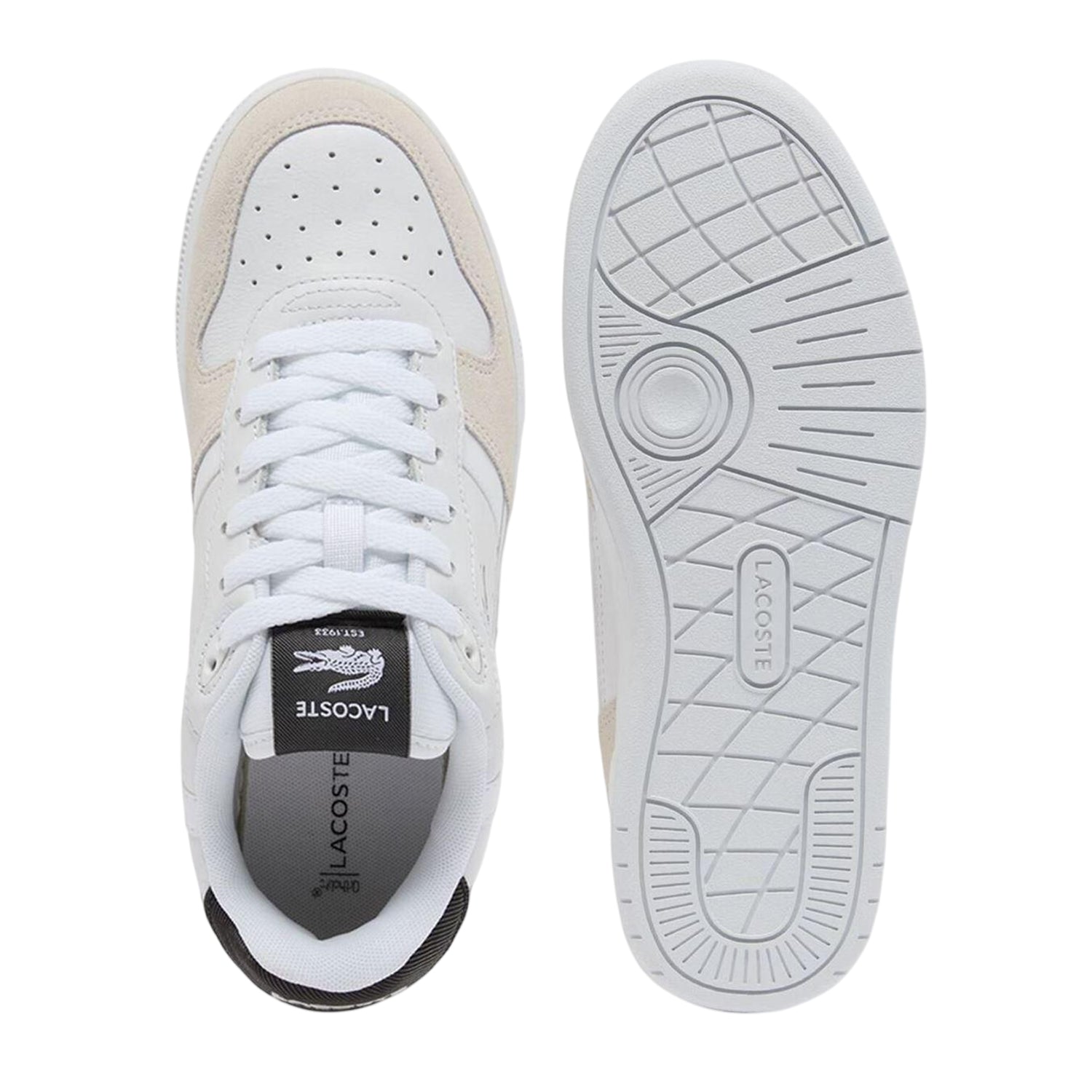 White-Black - Lifestyle - Lacoste Childrens-Kids T-Clip Set Leather Trainers