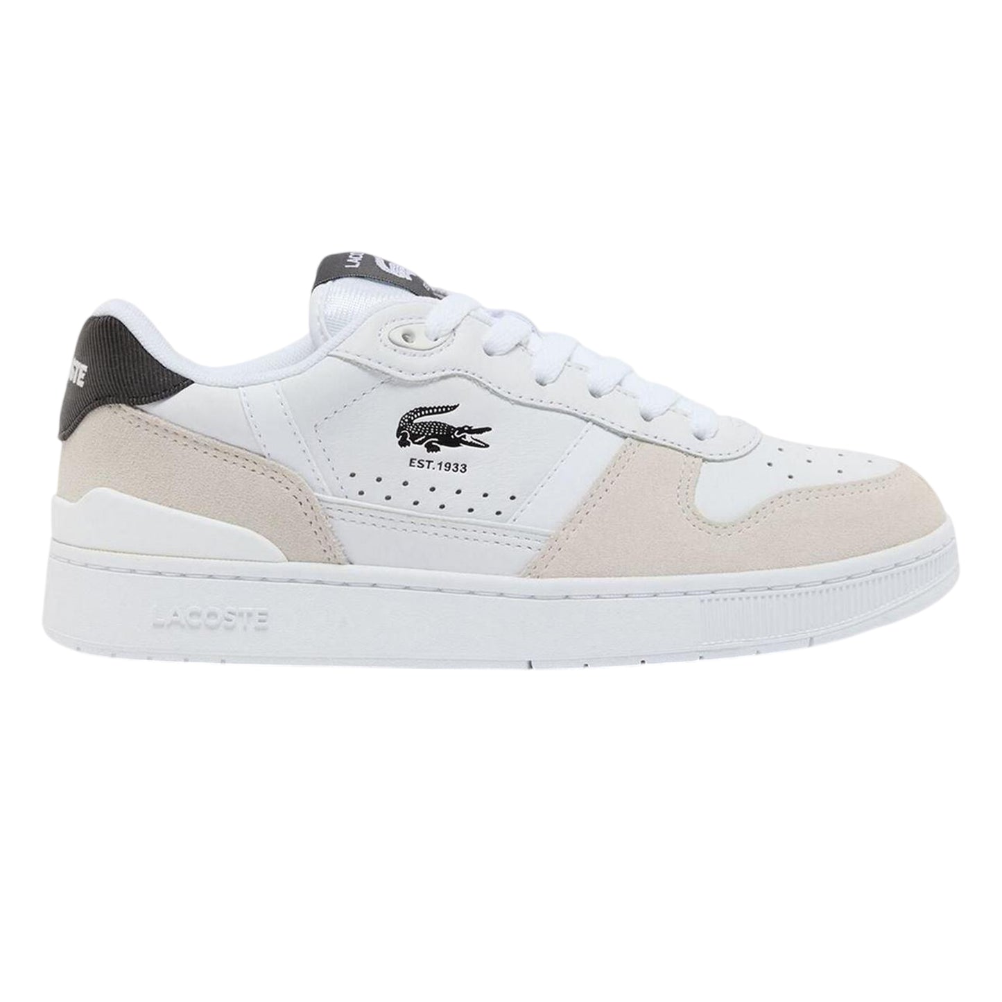 White-Black - Front - Lacoste Childrens-Kids T-Clip Set Leather Trainers