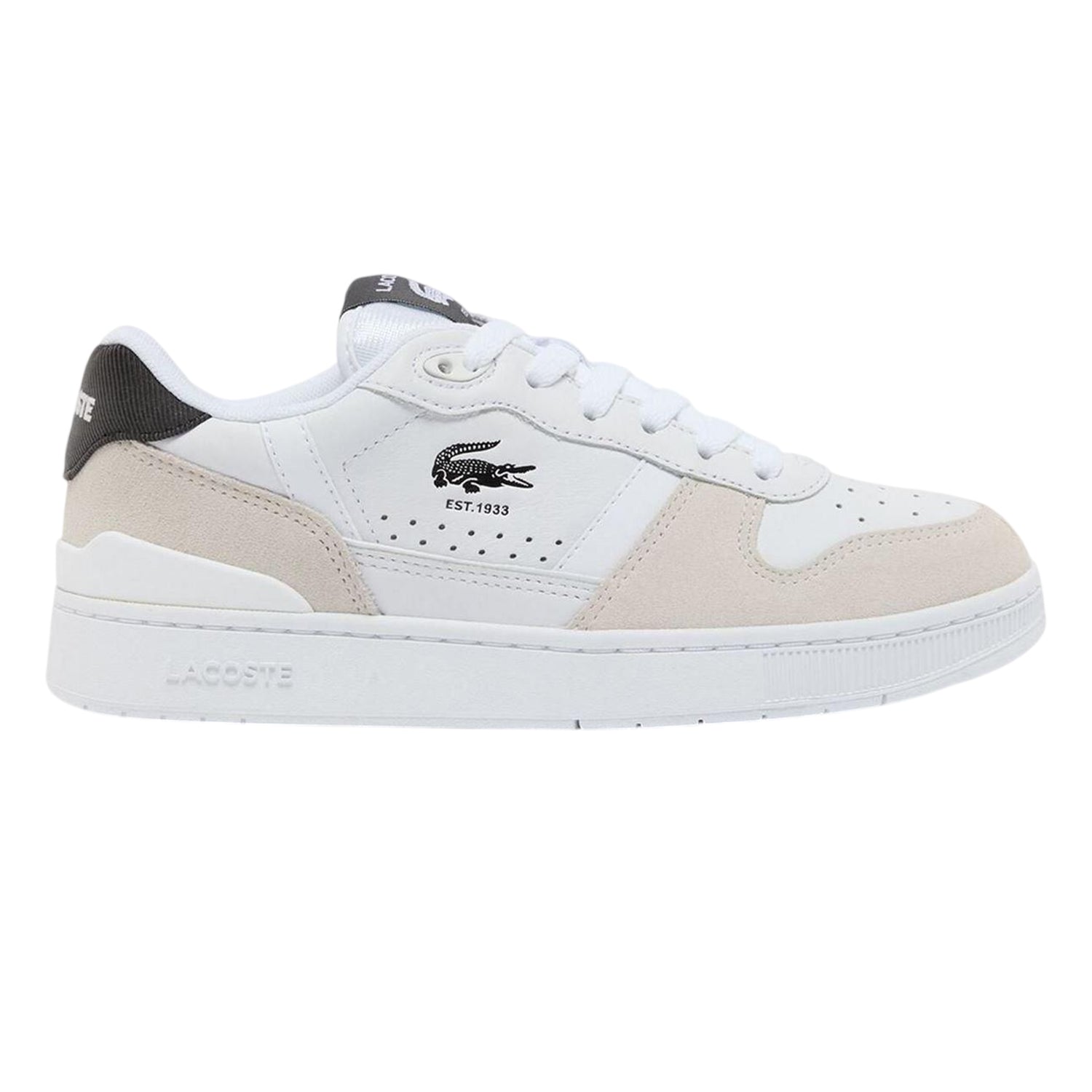 White-Black - Front - Lacoste Childrens-Kids T-Clip Set Leather Trainers