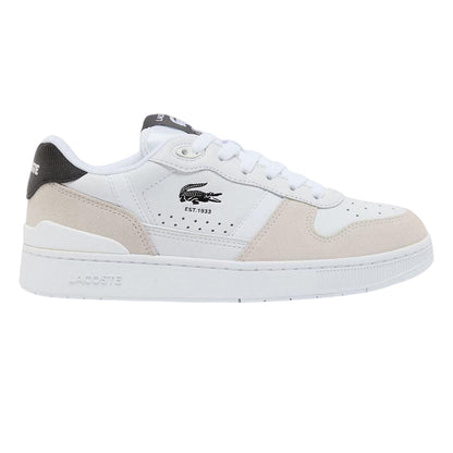 White-Black - Front - Lacoste Childrens-Kids T-Clip Set Leather Trainers