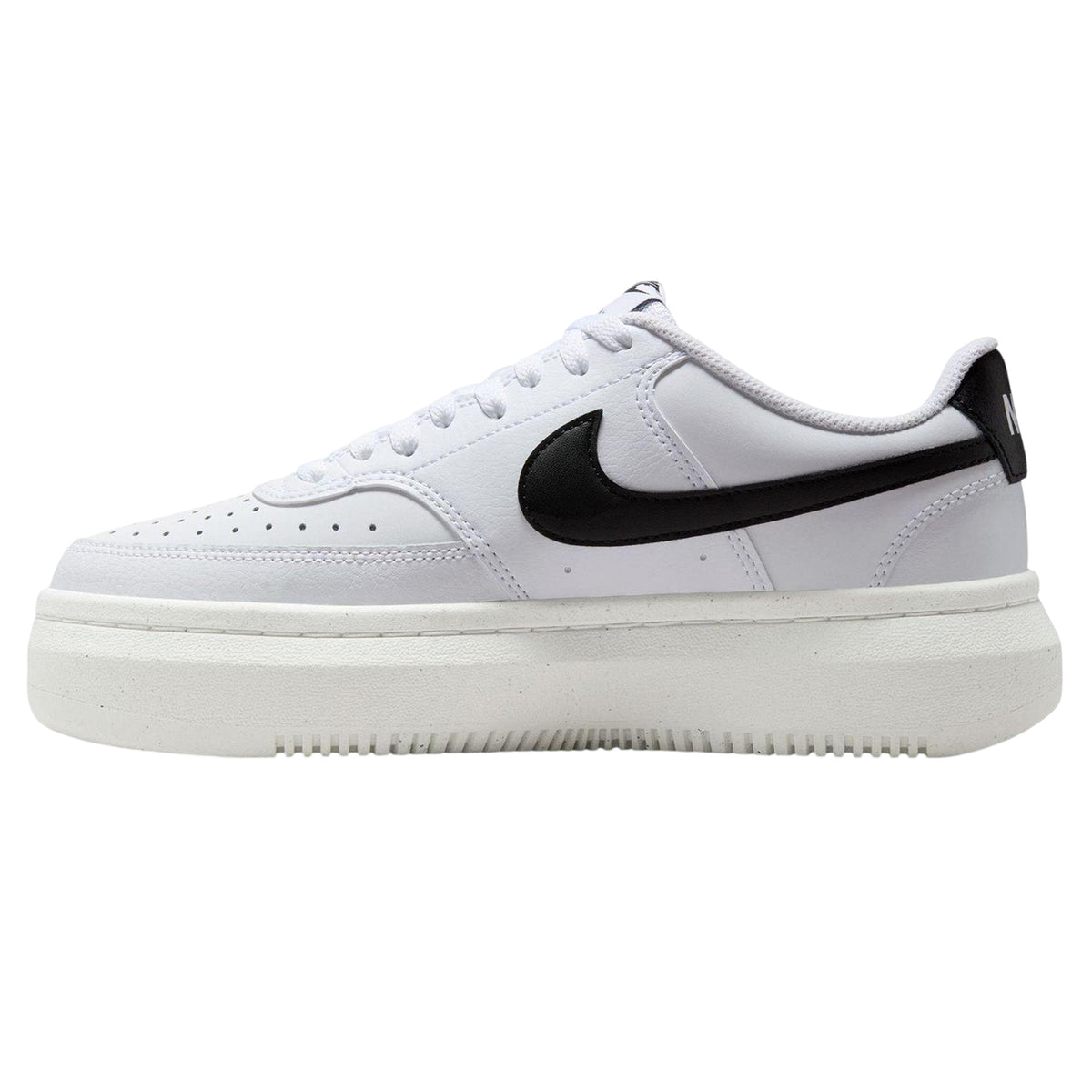 White-Black - Side - Nike Womens-Ladies Court Vision Al Leather Platform Trainers