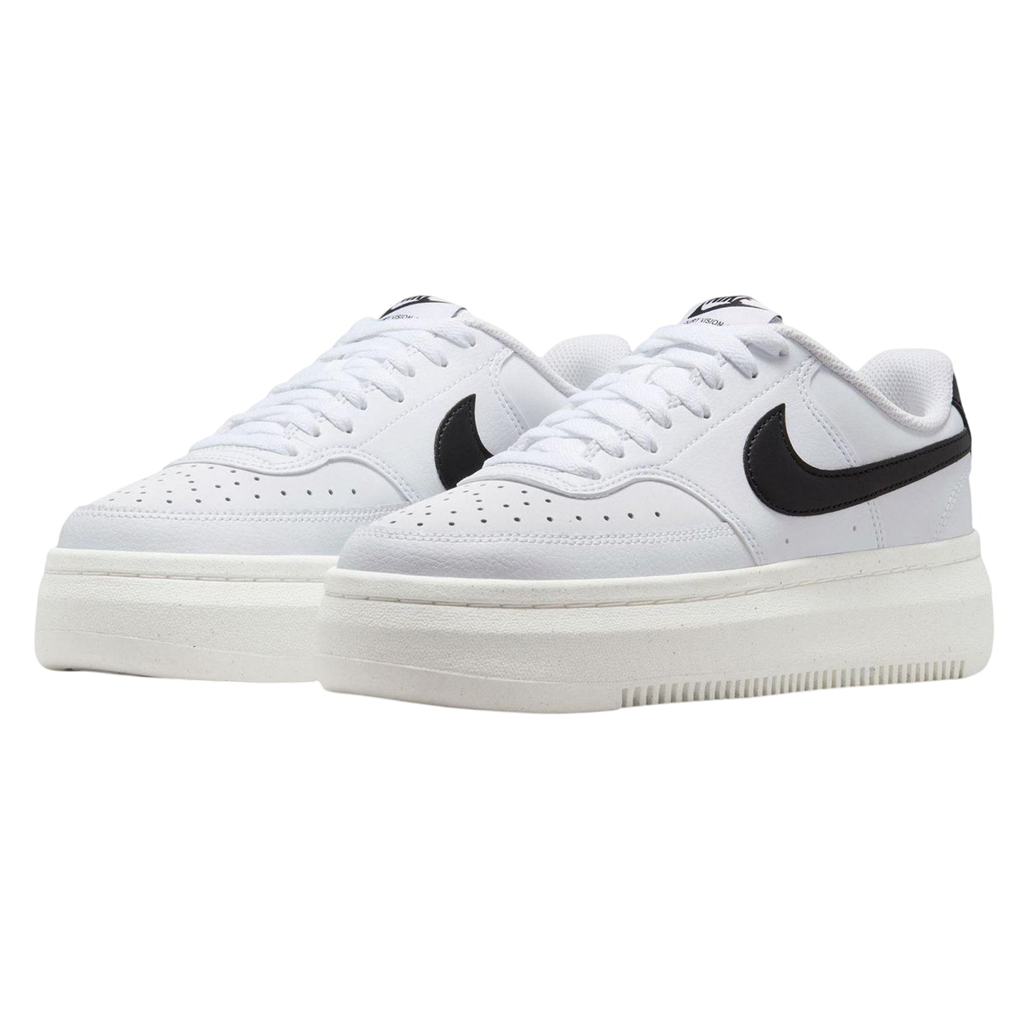 White-Black - Lifestyle - Nike Womens-Ladies Court Vision Al Leather Platform Trainers