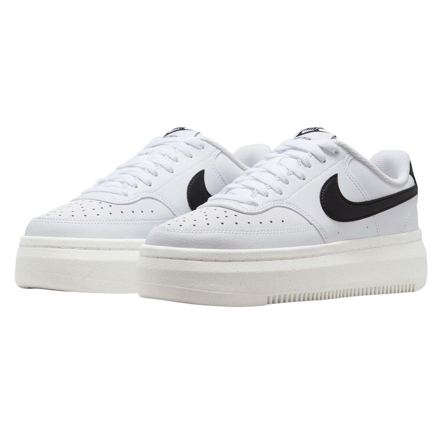 White-Black - Lifestyle - Nike Womens-Ladies Court Vision Al Leather Platform Trainers