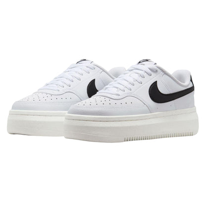 White-Black - Lifestyle - Nike Womens-Ladies Court Vision Al Leather Platform Trainers