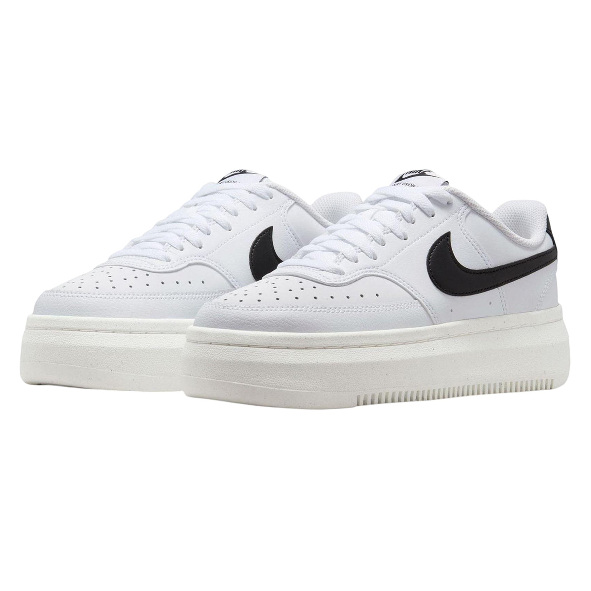 White-Black - Lifestyle - Nike Womens-Ladies Court Vision Al Leather Platform Trainers