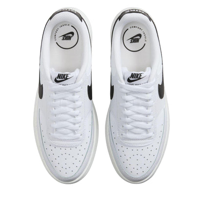 White-Black - Pack Shot - Nike Womens-Ladies Court Vision Al Leather Platform Trainers