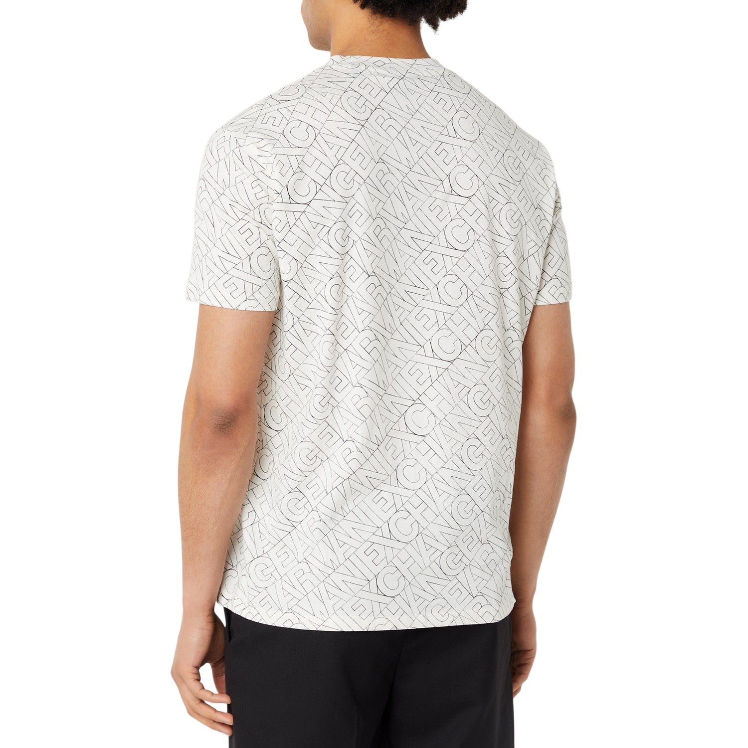 Ivory-Multicoloured - Back - Armani Exchange Mens All-Over Print Logo T-Shirt