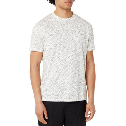 Ivory-Multicoloured - Side - Armani Exchange Mens All-Over Print Logo T-Shirt