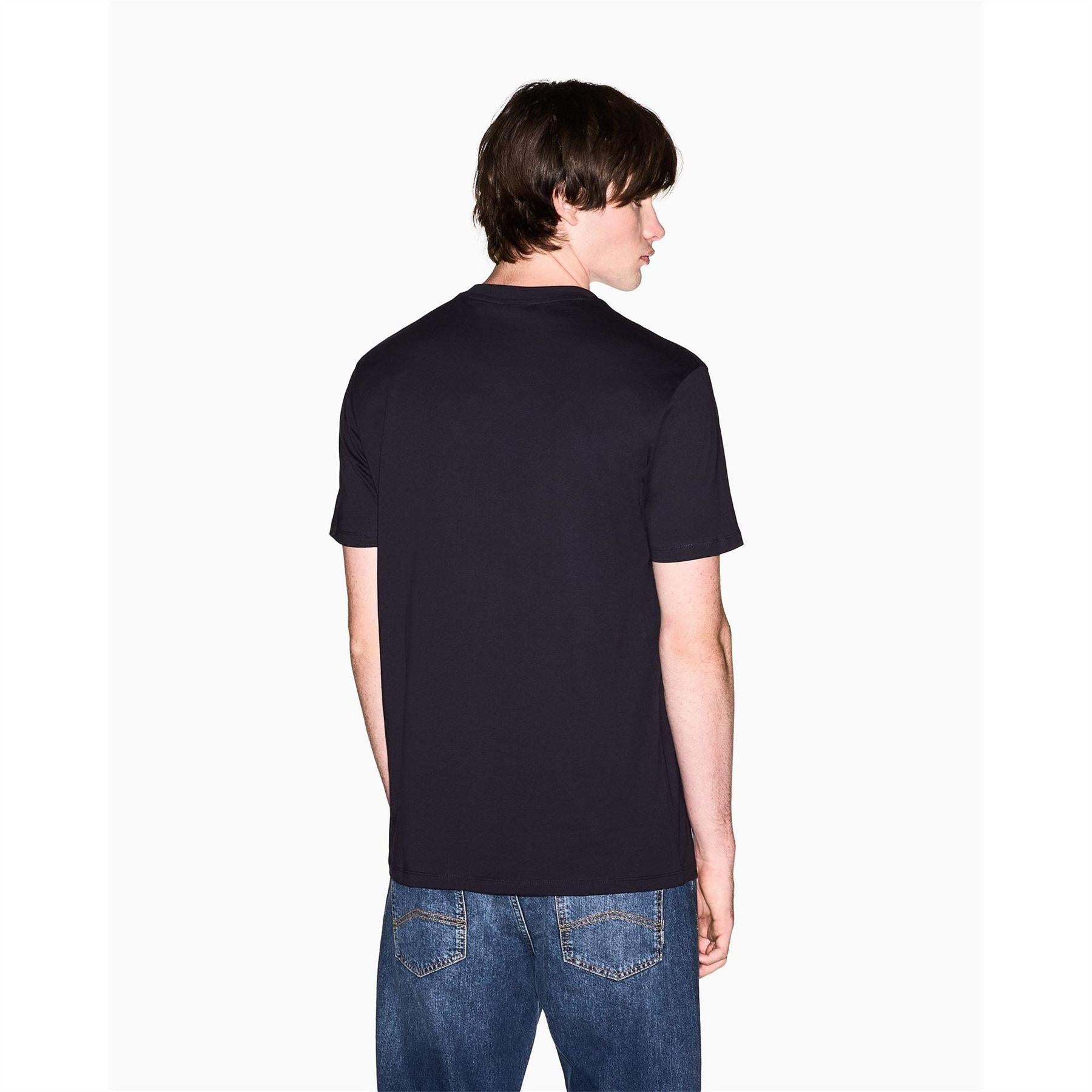 Deep Navy - Back - Armani Exchange Mens All-Over Print Logo T-Shirt