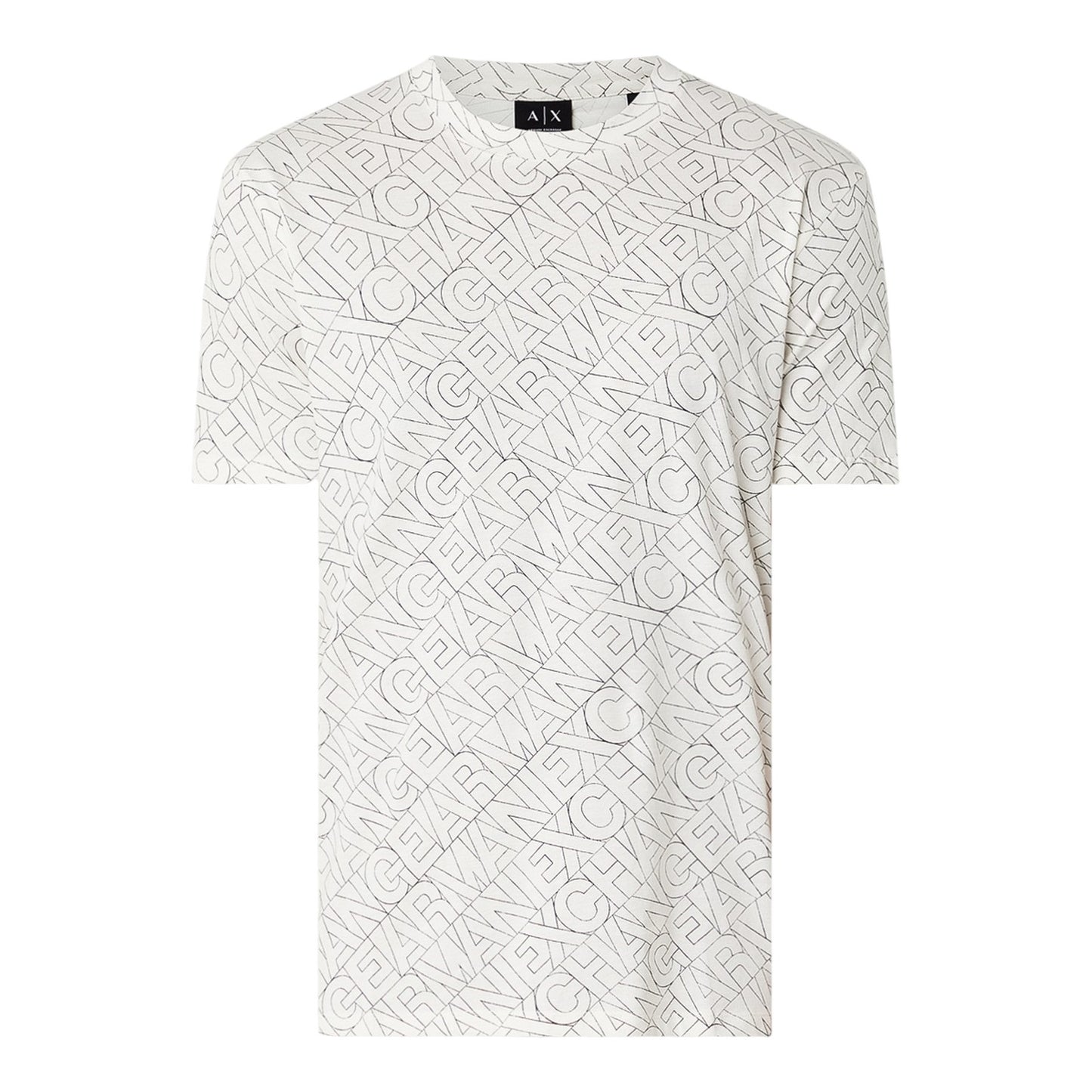 Ivory-Multicoloured - Front - Armani Exchange Mens All-Over Print Logo T-Shirt