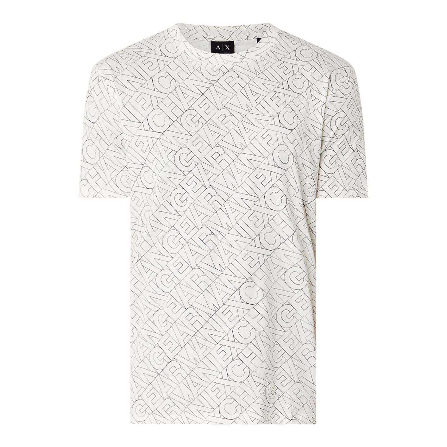 Ivory-Multicoloured - Front - Armani Exchange Mens All-Over Print Logo T-Shirt