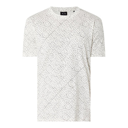 Ivory-Multicoloured - Front - Armani Exchange Mens All-Over Print Logo T-Shirt