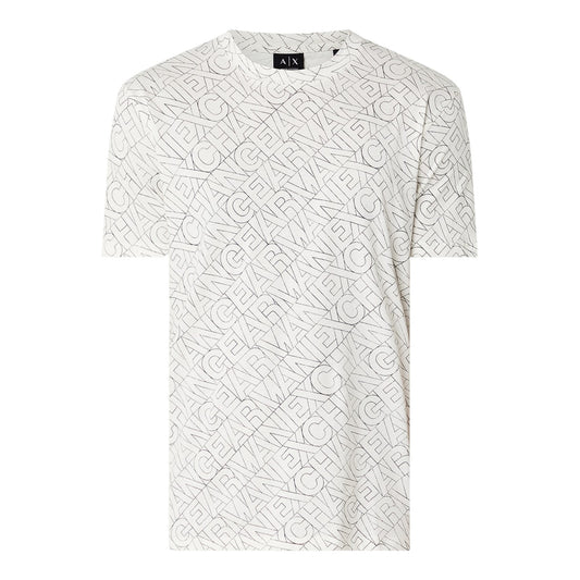 Ivory-Multicoloured - Front - Armani Exchange Mens All-Over Print Logo T-Shirt