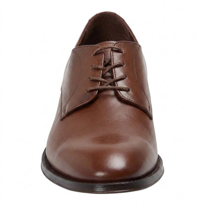 Medium Brown - Side - Boss Mens Derrek Derb Buplt Leather Derby Shoes