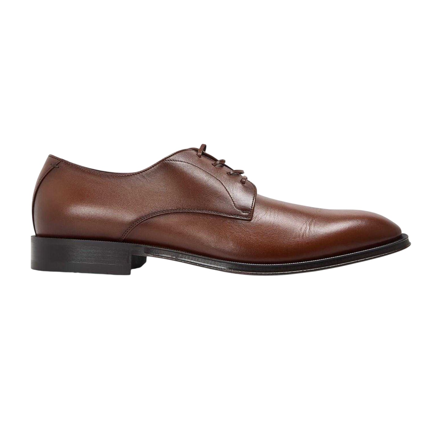 Medium Brown - Front - Boss Mens Derrek Derb Buplt Leather Derby Shoes