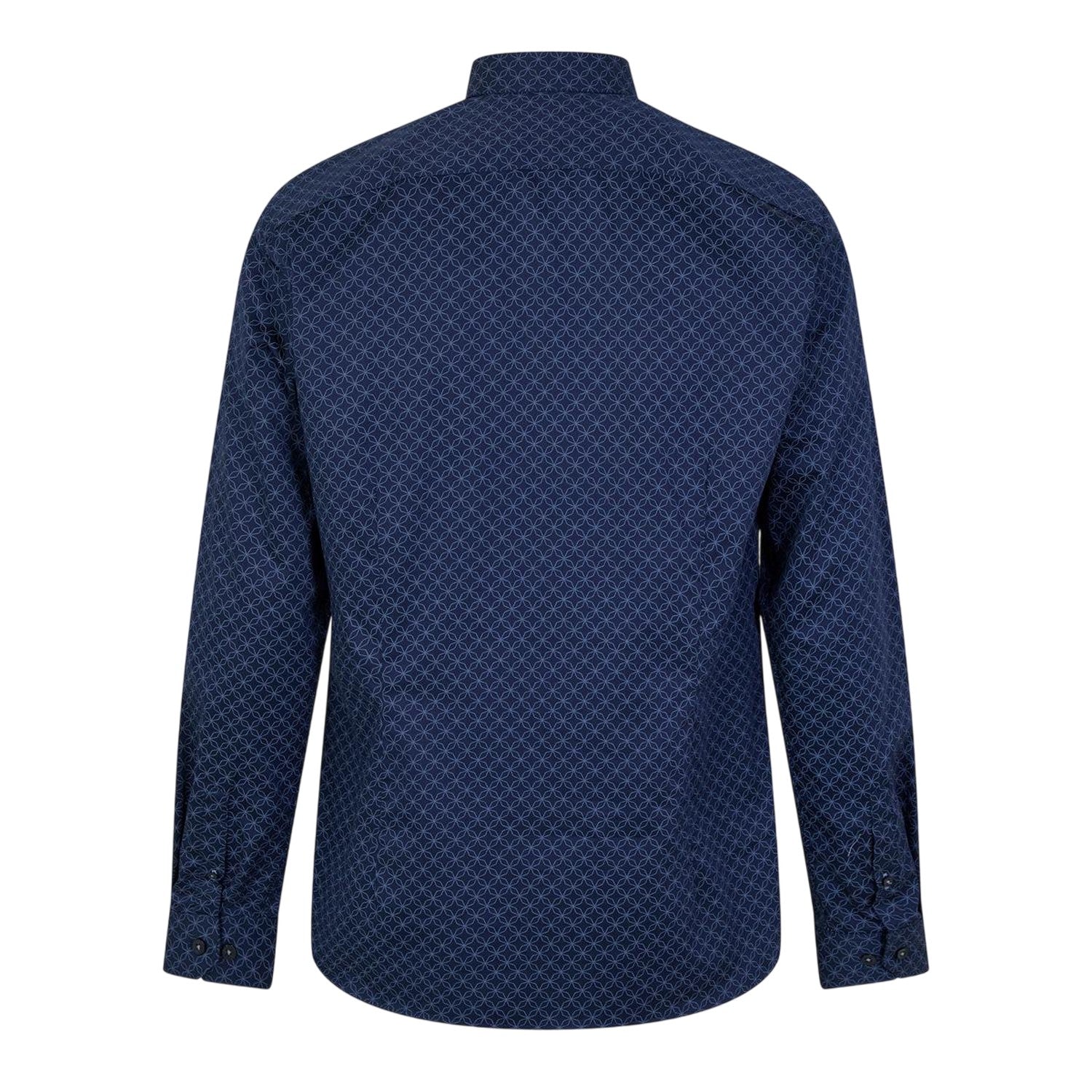 Navy - Back - Ted Baker Mens Geometric Slim Formal Shirt