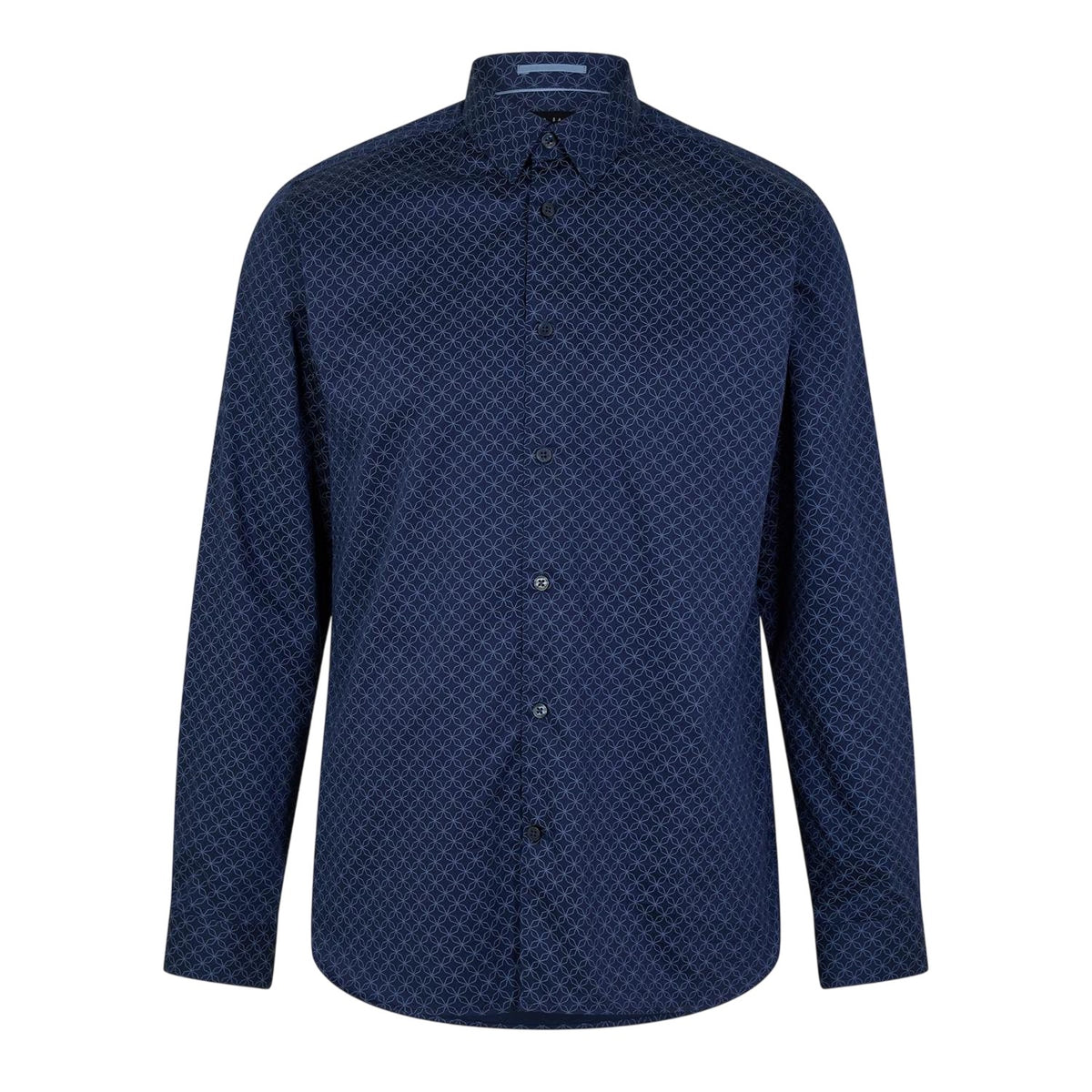 Navy - Front - Ted Baker Mens Geometric Slim Formal Shirt
