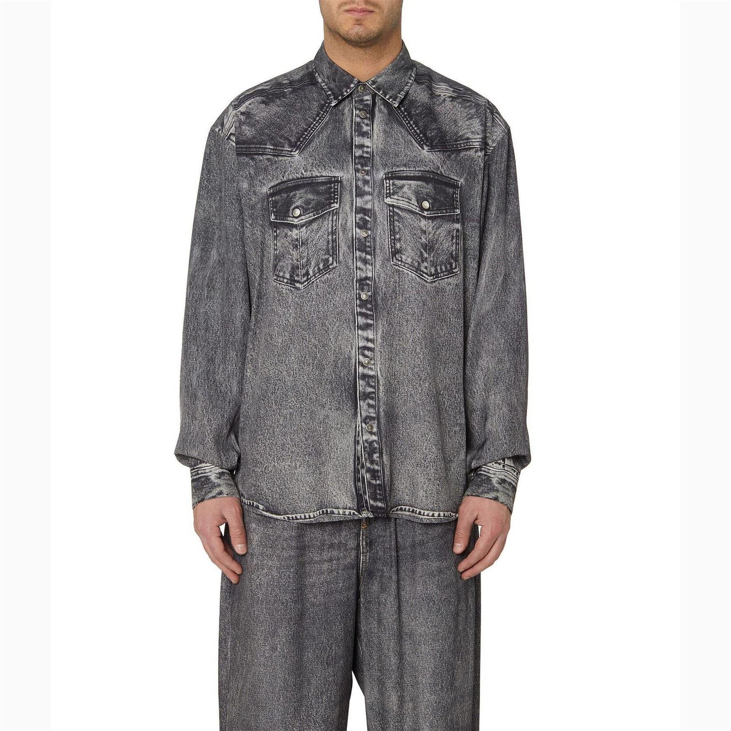 Black-Grey - Lifestyle - Diesel Mens Gils Denim Shirt