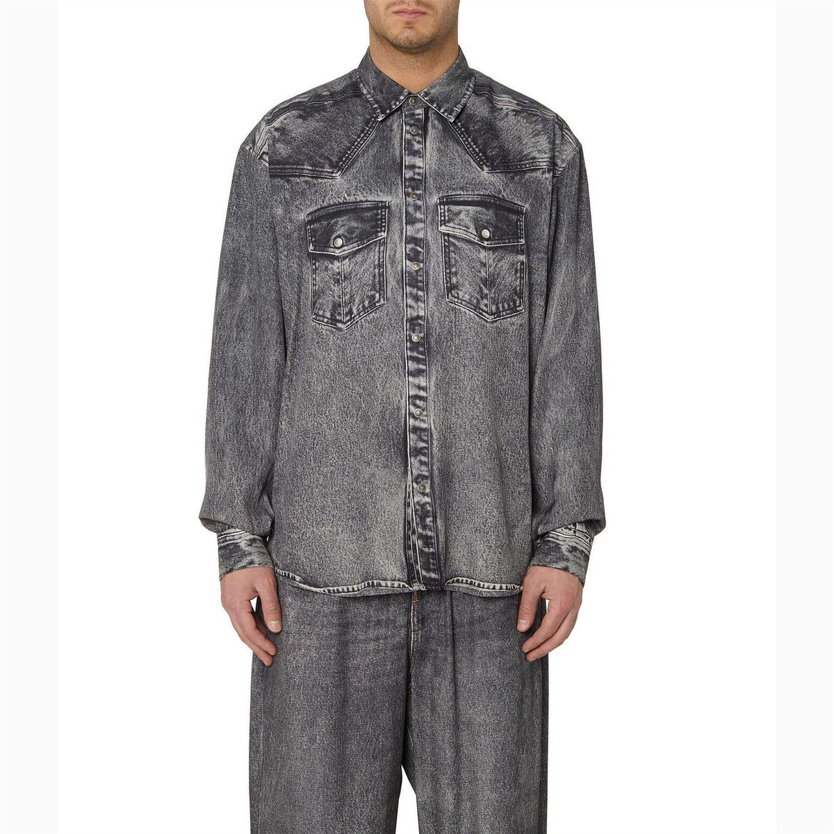 Black-Grey - Lifestyle - Diesel Mens Gils Denim Shirt
