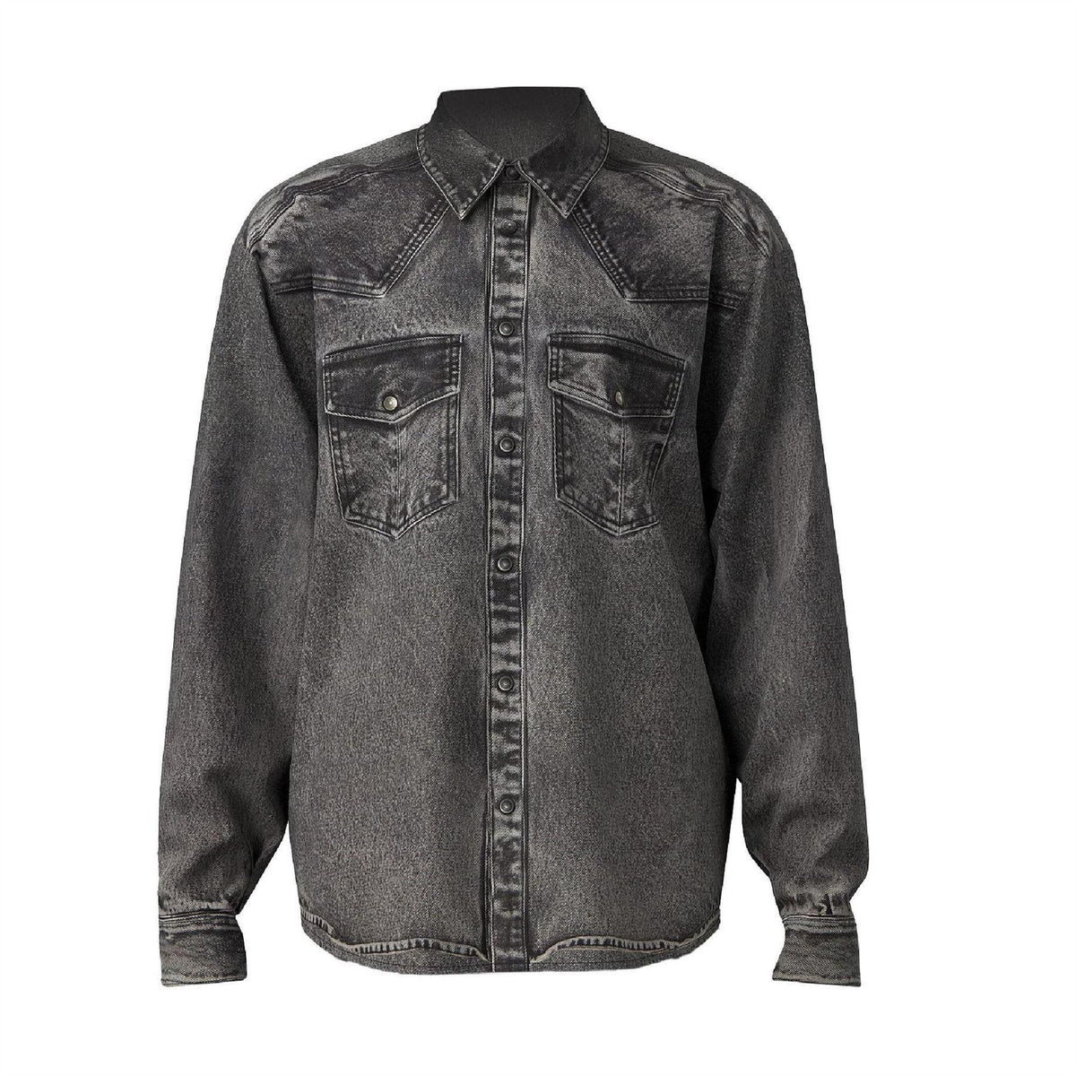 Black-Grey - Front - Diesel Mens Gils Denim Shirt