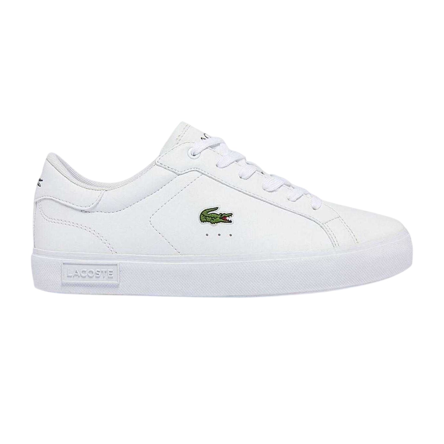 White - Front - Lacoste Childrens-Kids Powercourt Logo Trainers
