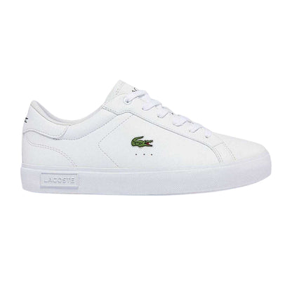 White - Front - Lacoste Childrens-Kids Powercourt Logo Trainers