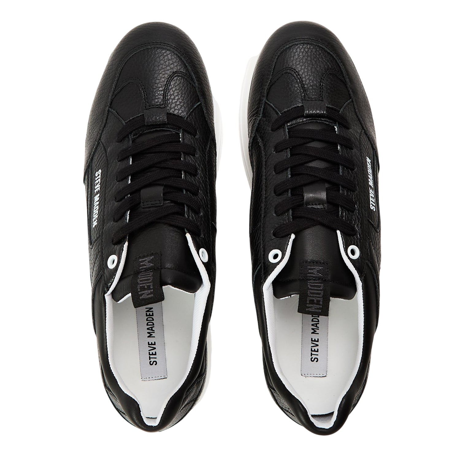Black - Side - Steve Madden Mens Orlando Leather Trainers