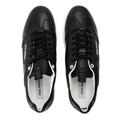 Black - Side - Steve Madden Mens Orlando Leather Trainers