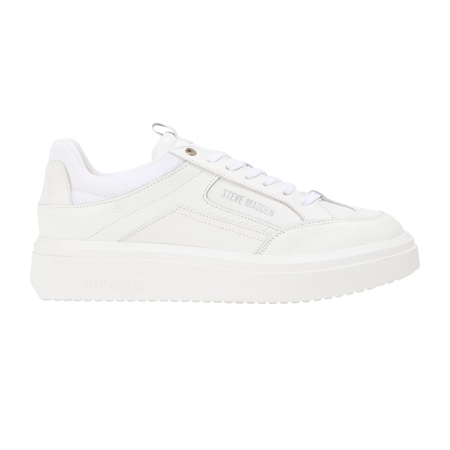 White - Front - Steve Madden Mens Orlando Leather Trainers